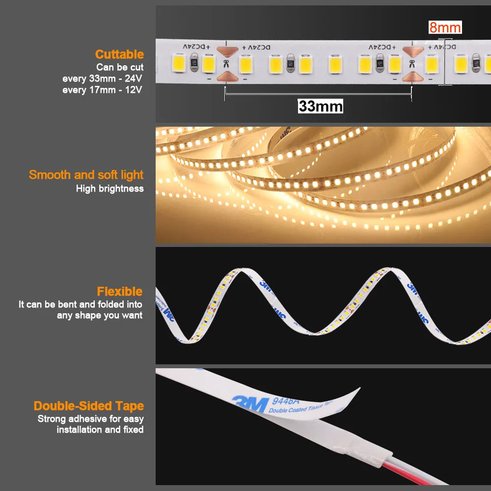 12V 24V 5M 10M 2835 Strip Flexible Tape Hight