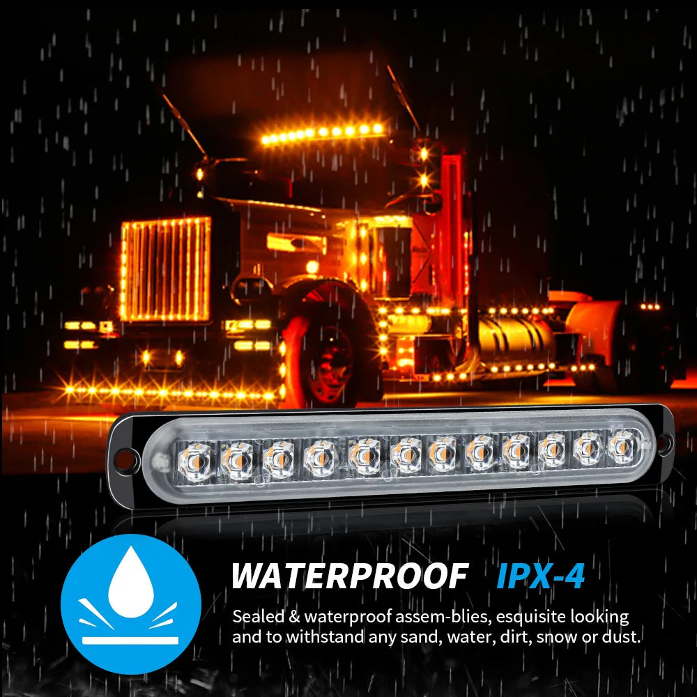 Red Blue Yellow Flash Truck Side ultra-thin Strobe 12LED