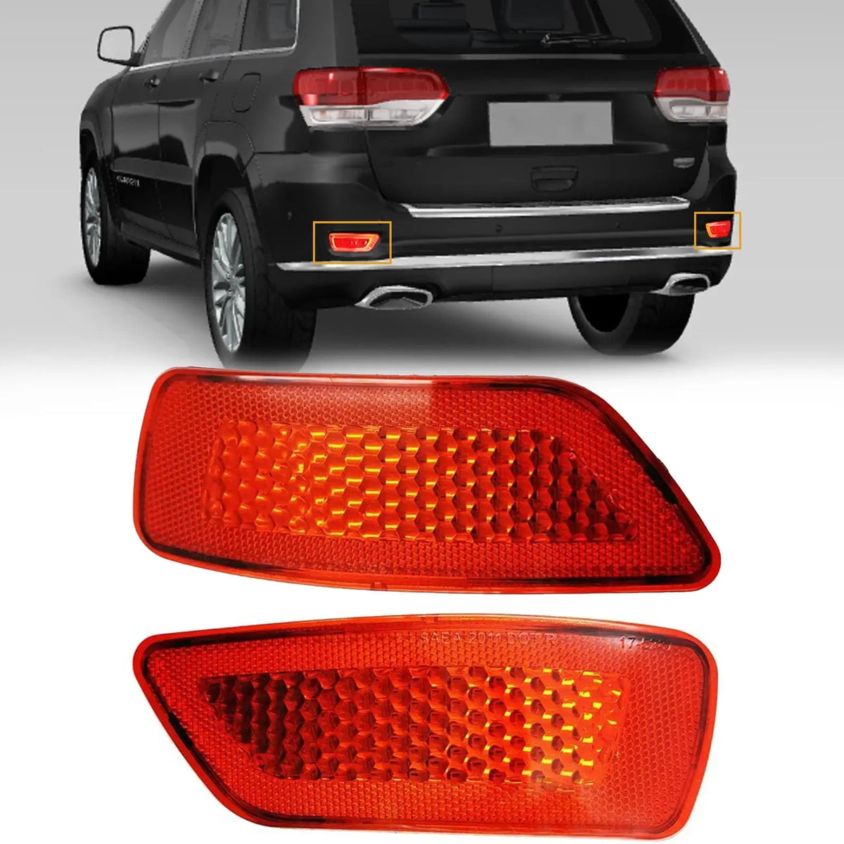 For Jeep Compass Grand Cherokee Dodge Red Rear Bumper Reflector