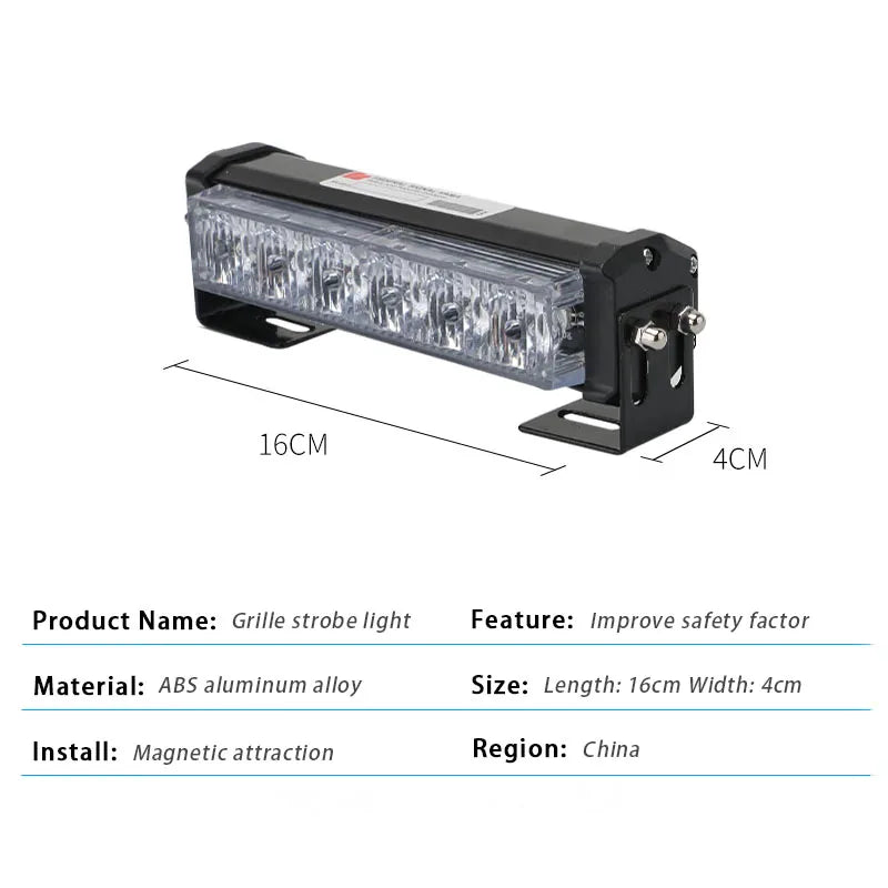 6LED One Drag Two Four Strobe Warning Flash Long