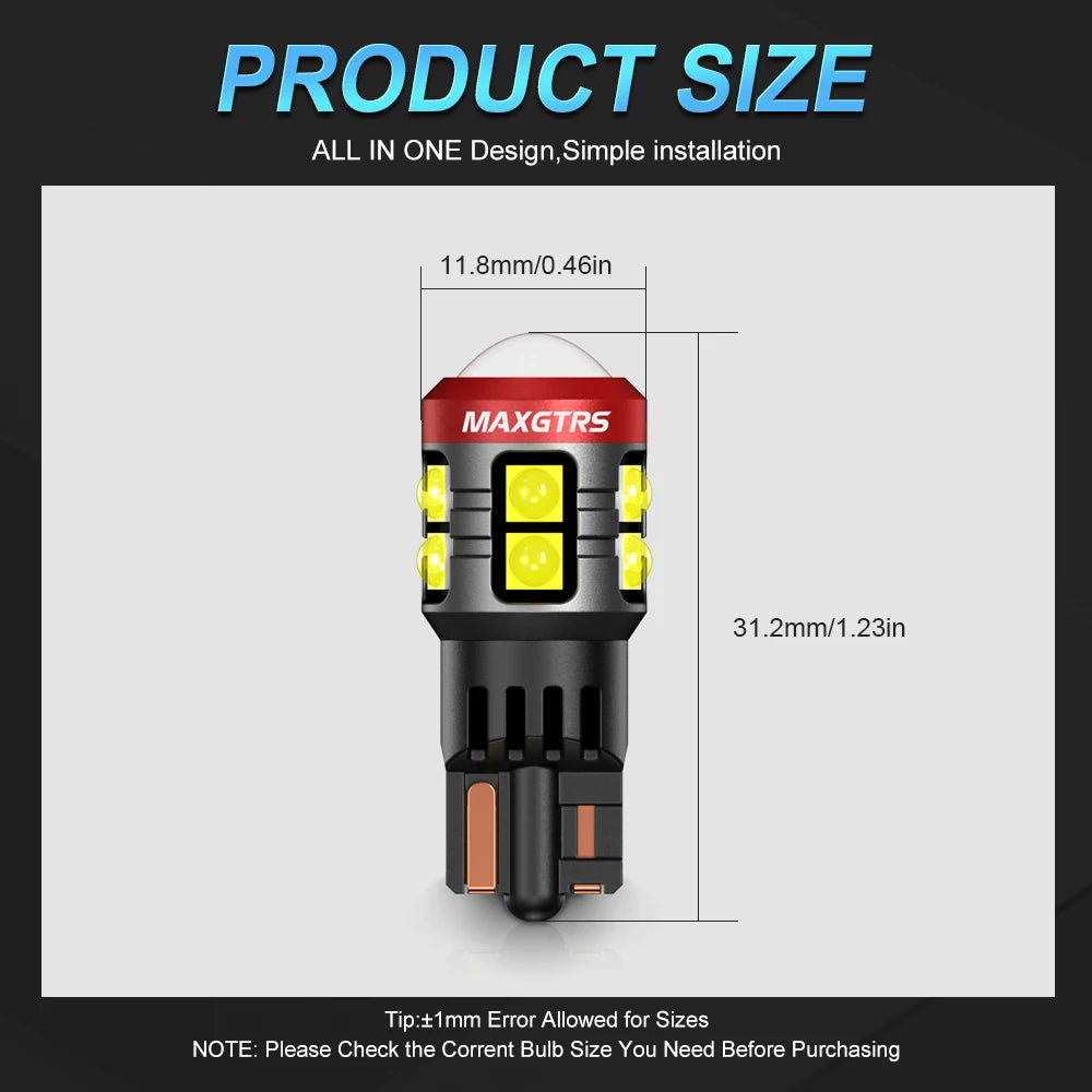 2PCS T10 W5W 194 Canbus No Error 3030 Smd