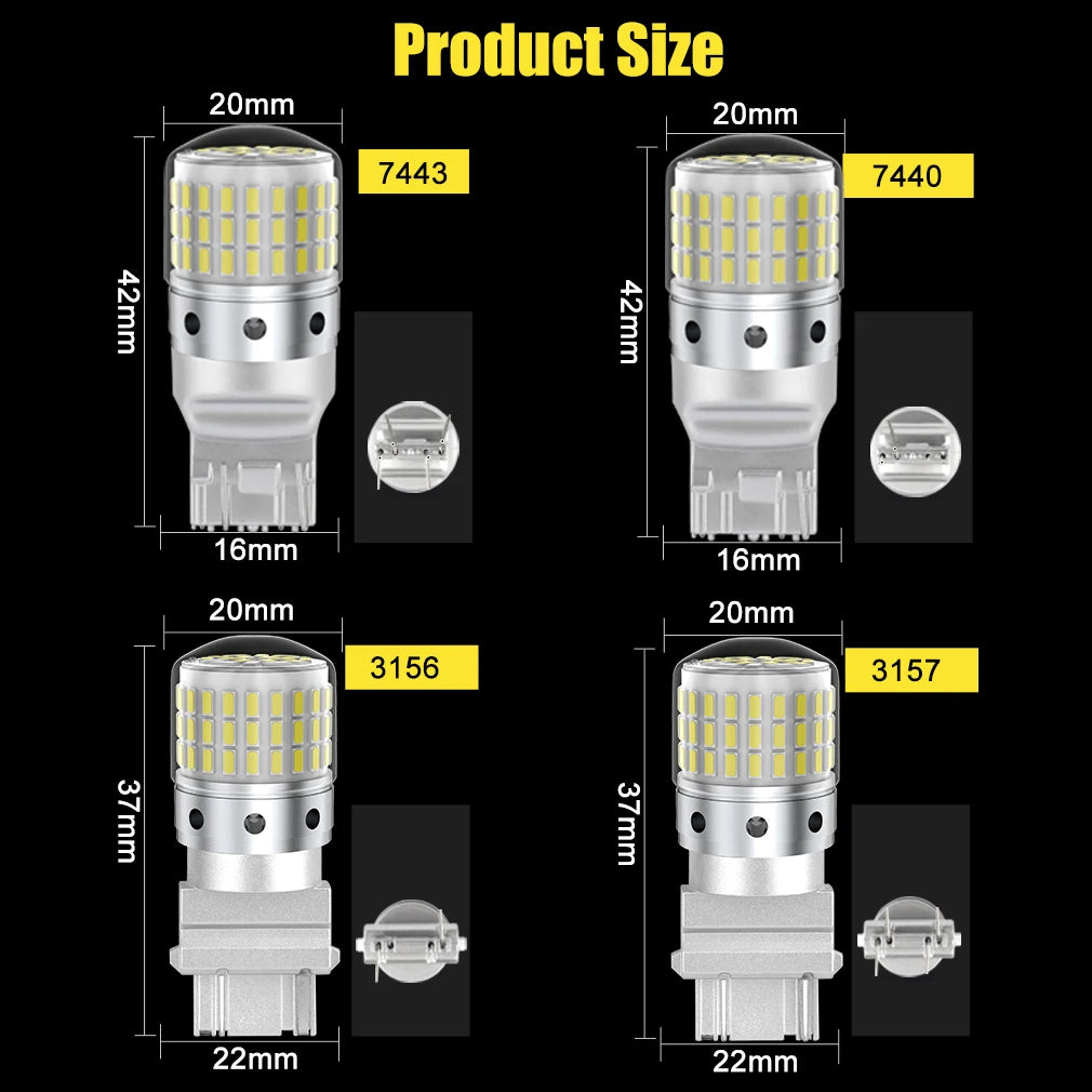 2PCS Canbus T20 7440 wy21w W21W 7443 W21 5W