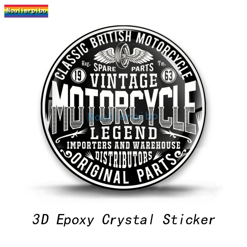 3D Dome Gel Sticker Old Shool Wolf Biker Retro