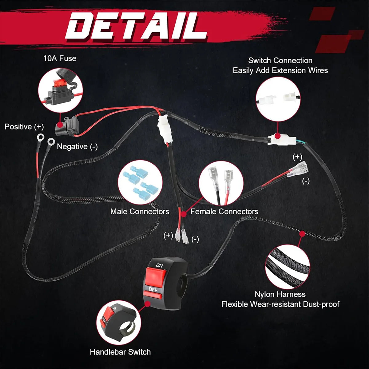 For Headlight Driving Fog Lights Auxiliary Bar Wiring Harness