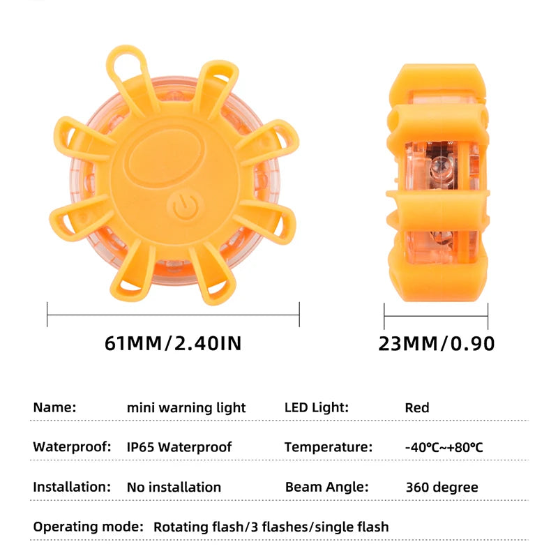 8LED Flares Emergency Roadside Safety Beacon Disc Flashing