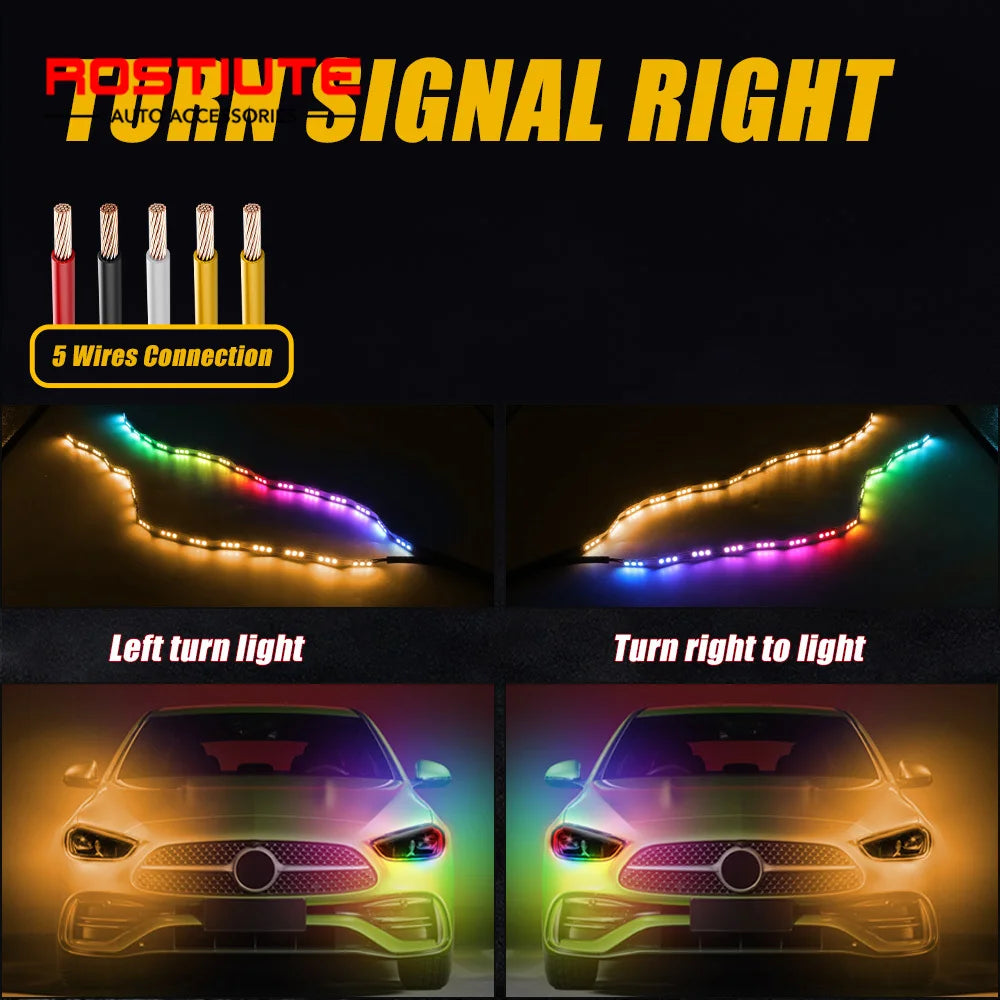 2PCS RGB Dynamic Flexible Crystal Angel Tears Turn Signal