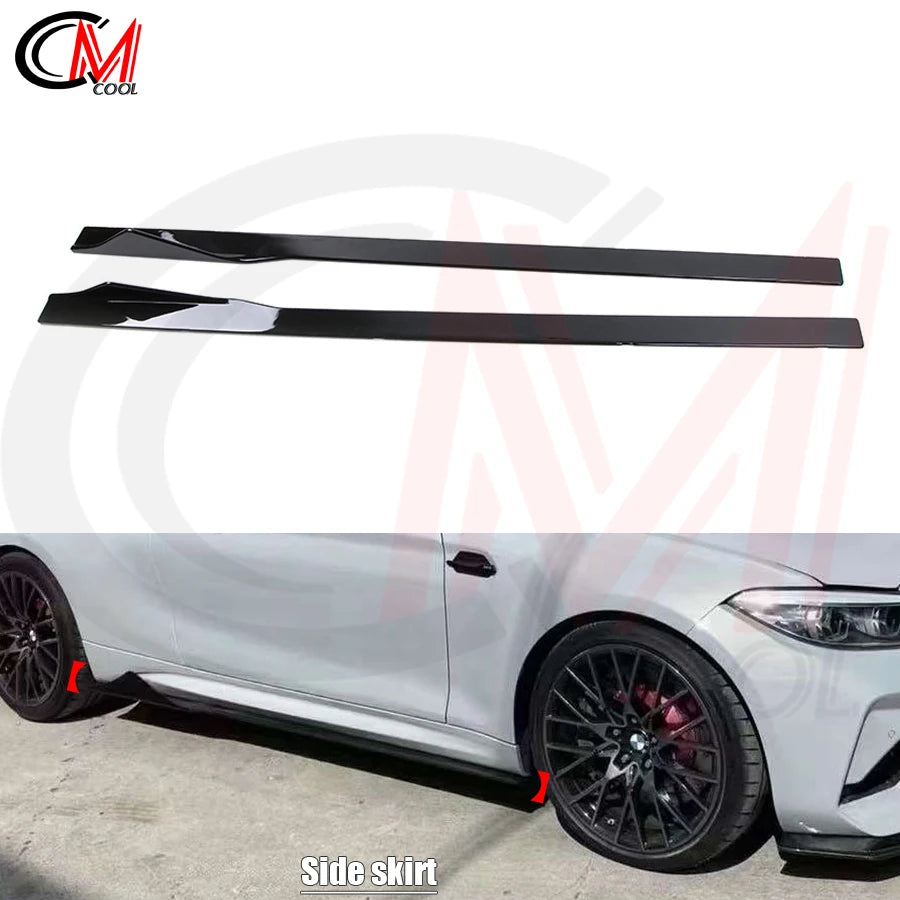 For BMW 2 Series F22 M2 F87 Side Skirts Bumpers ABS Gloss Black
