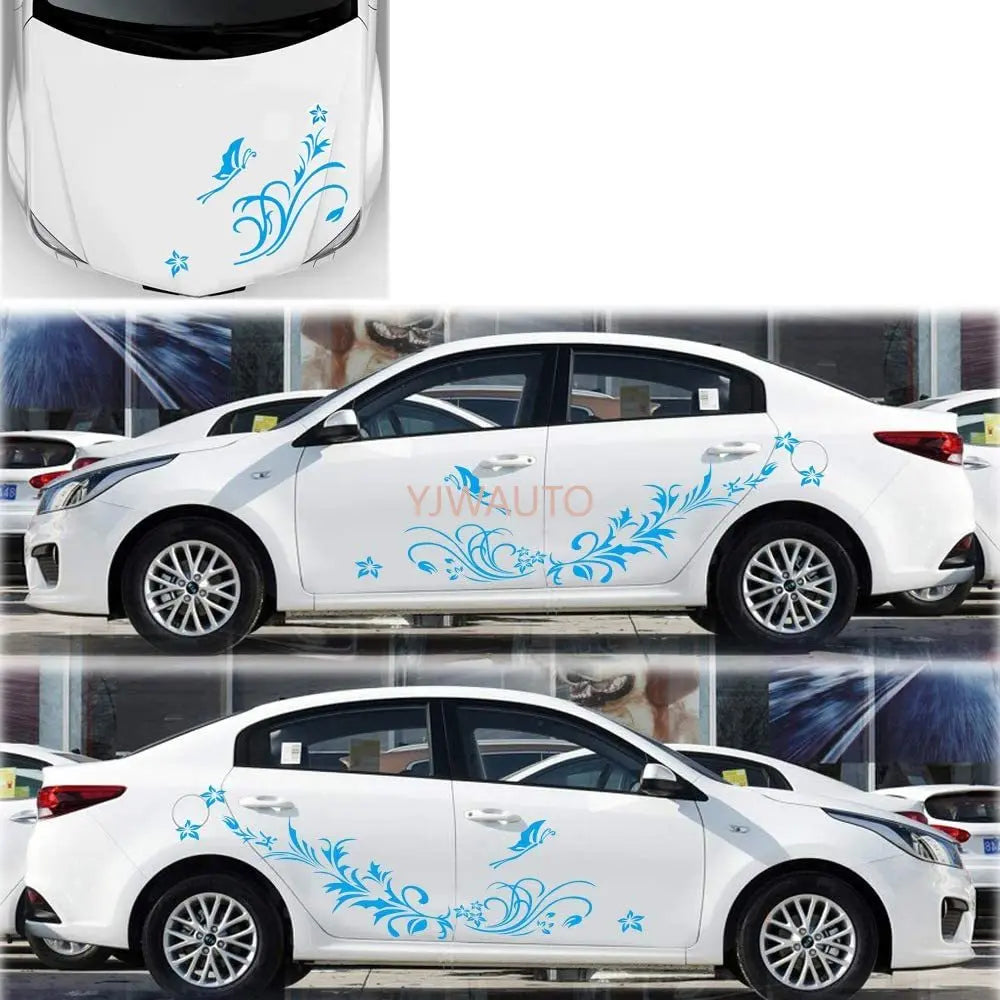 szss-car Body Stickers Butterfly Love Flower Decals SUV Hood