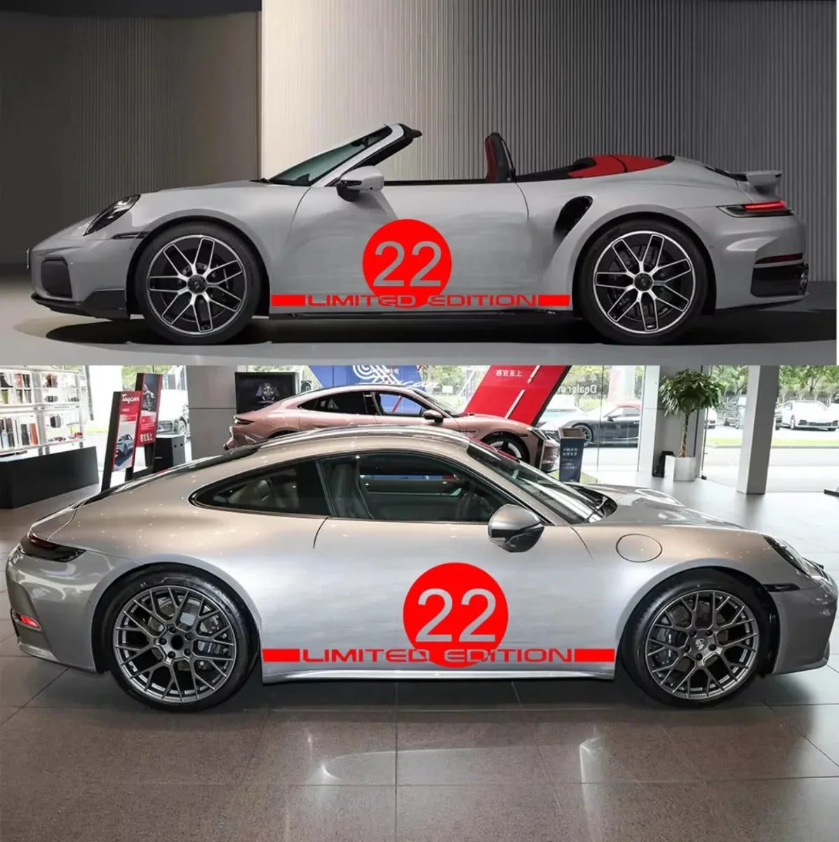 For Carrera Cup Gts 911 Hood Stickers Number Door Racing Sticker