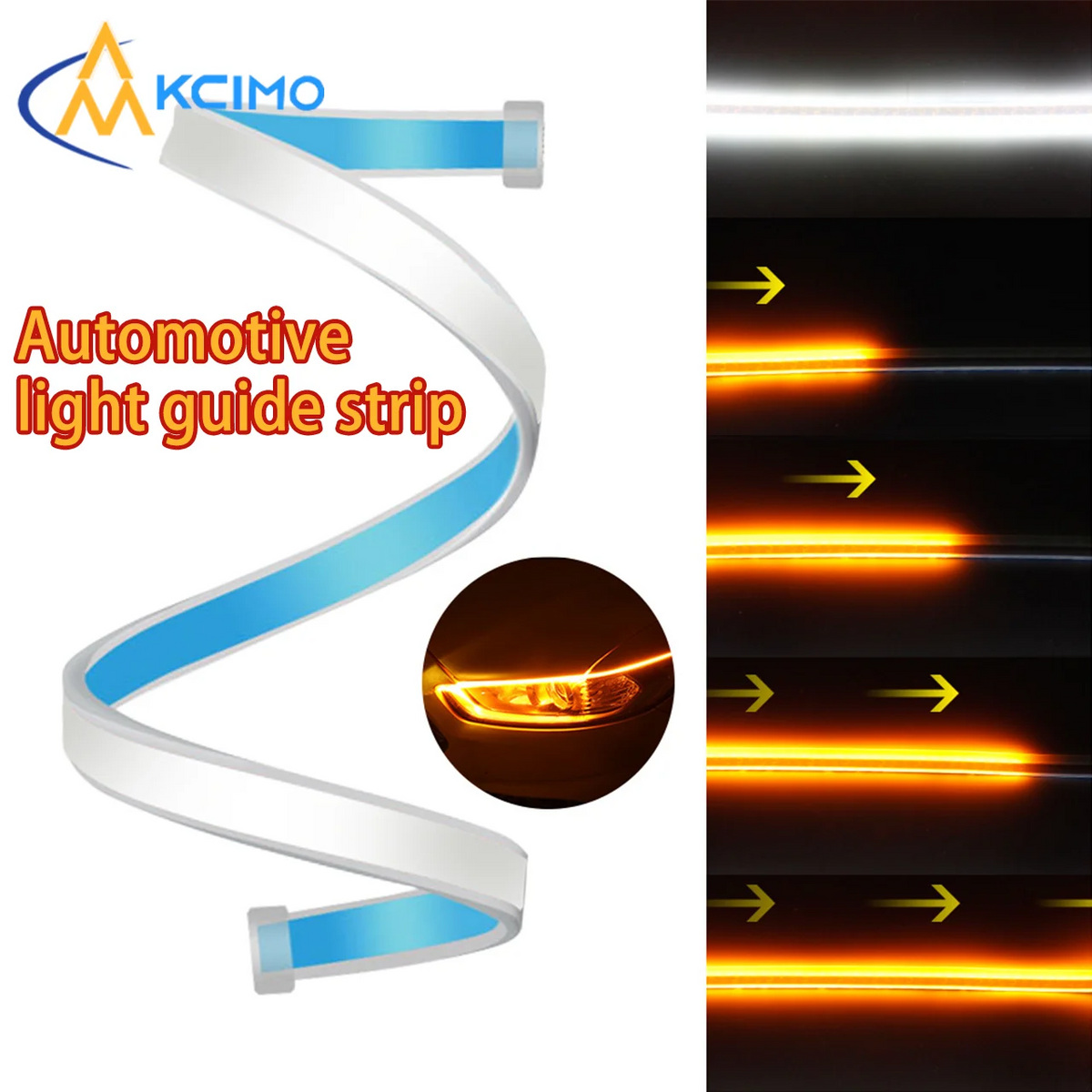 1PC 12V Flexible Daytime Running Waterproof Strip White Turn