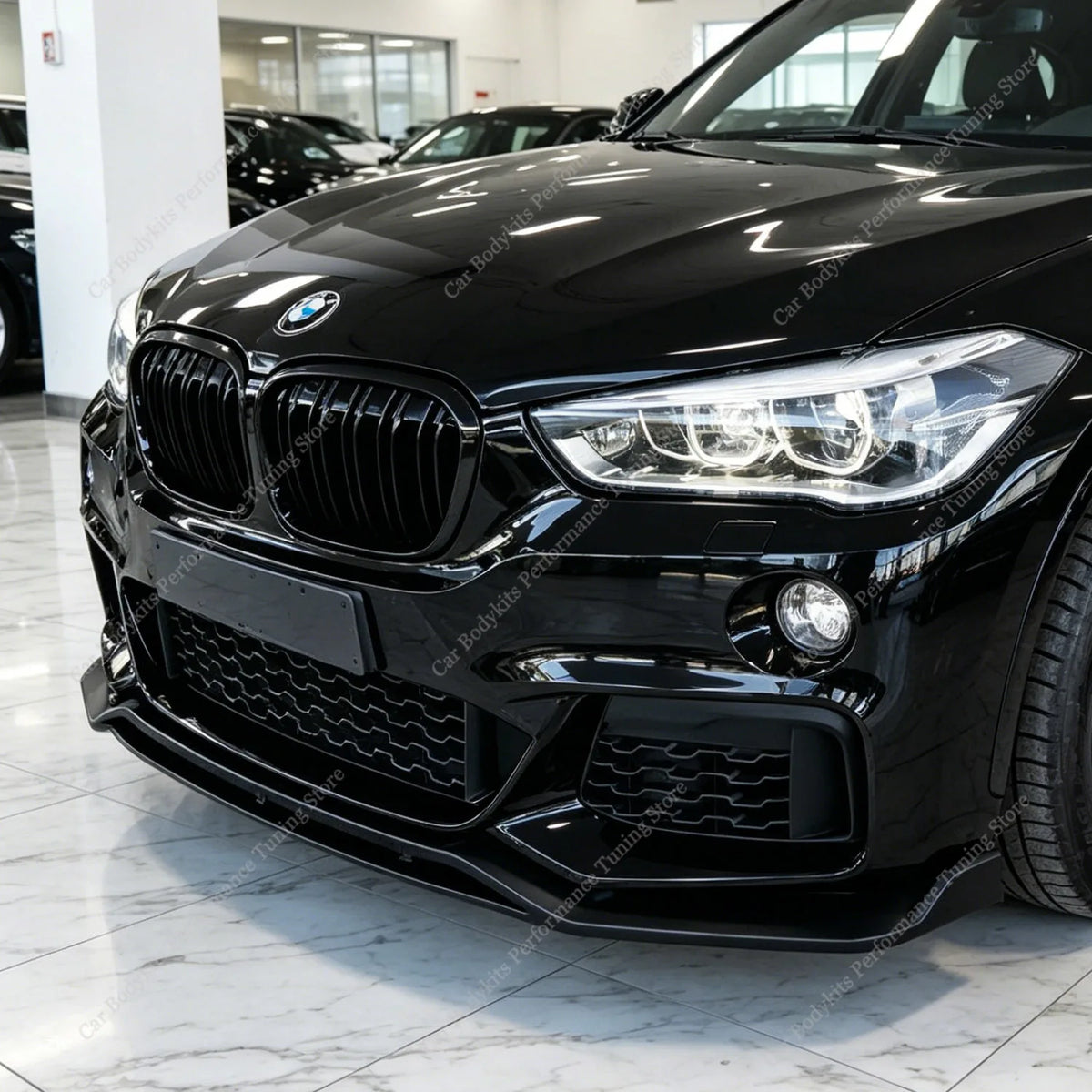 For BMW X1 F48 M Sport Gloss Black Mt Front Bumper Lip Spoiler