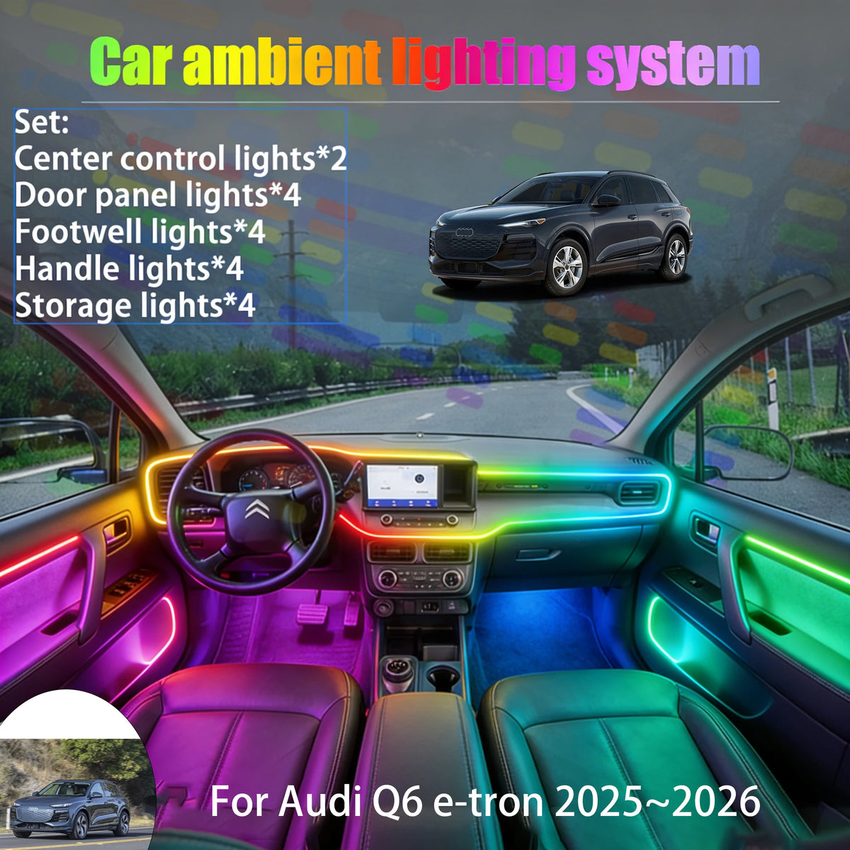 For Audi Q6 e-tron 2025~2026 2 In Ambient Lighting Trunk