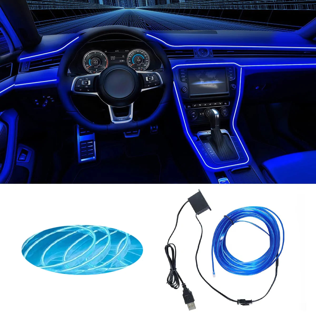 1M Environment El Wire USB Flexible Neon Interior Assembly