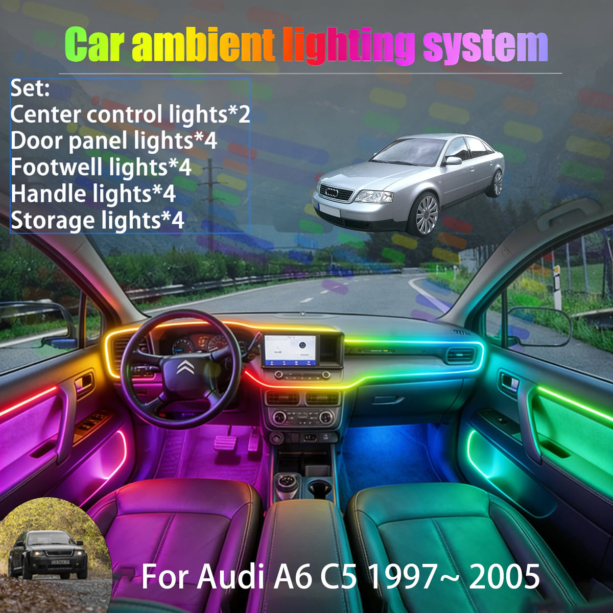 For Audi A6 C5 1997~ 2005 4B In Ambient Lighting Trunk Interior