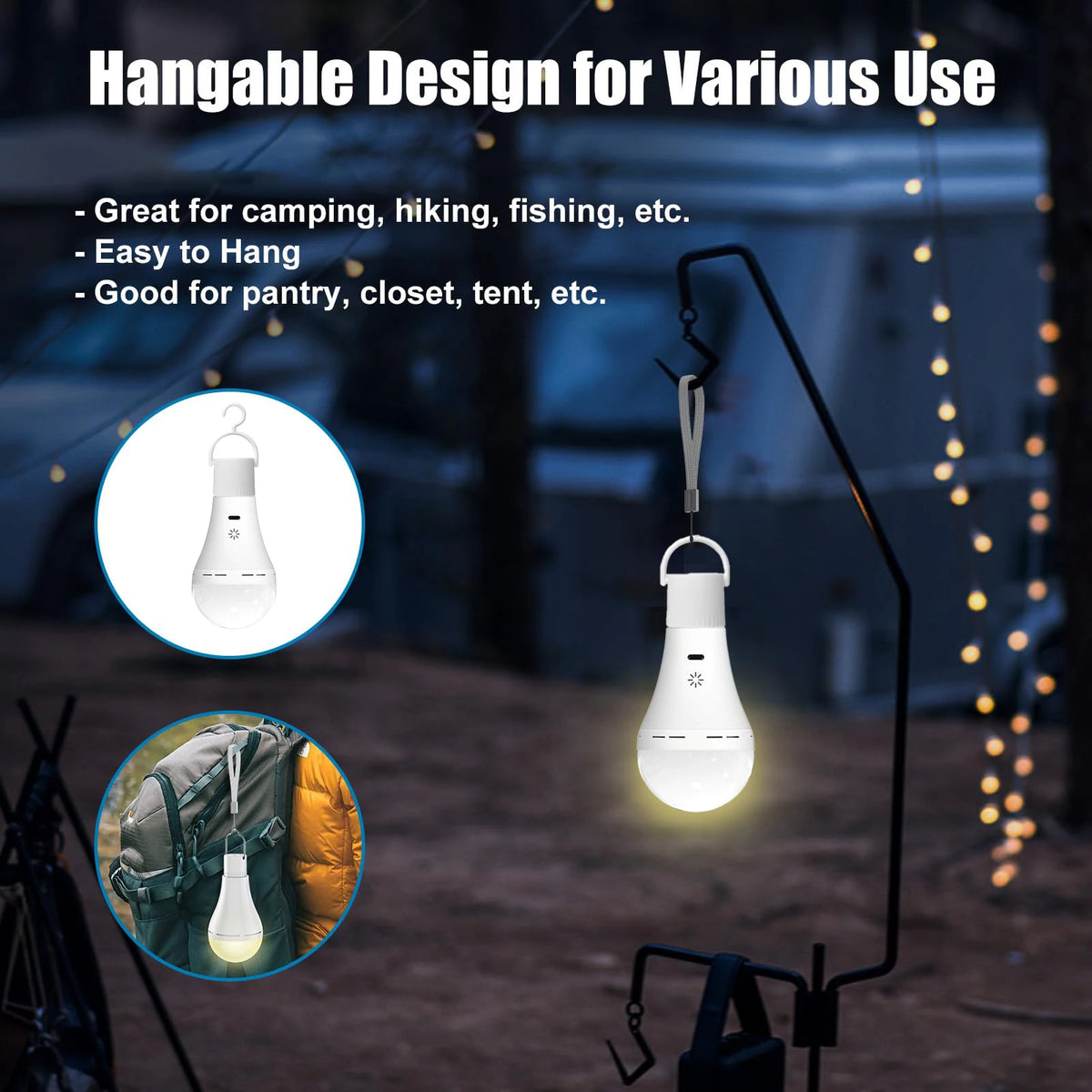 E27 Emergency Bulb USB Type C Rechargeable 3000k-6000k Three