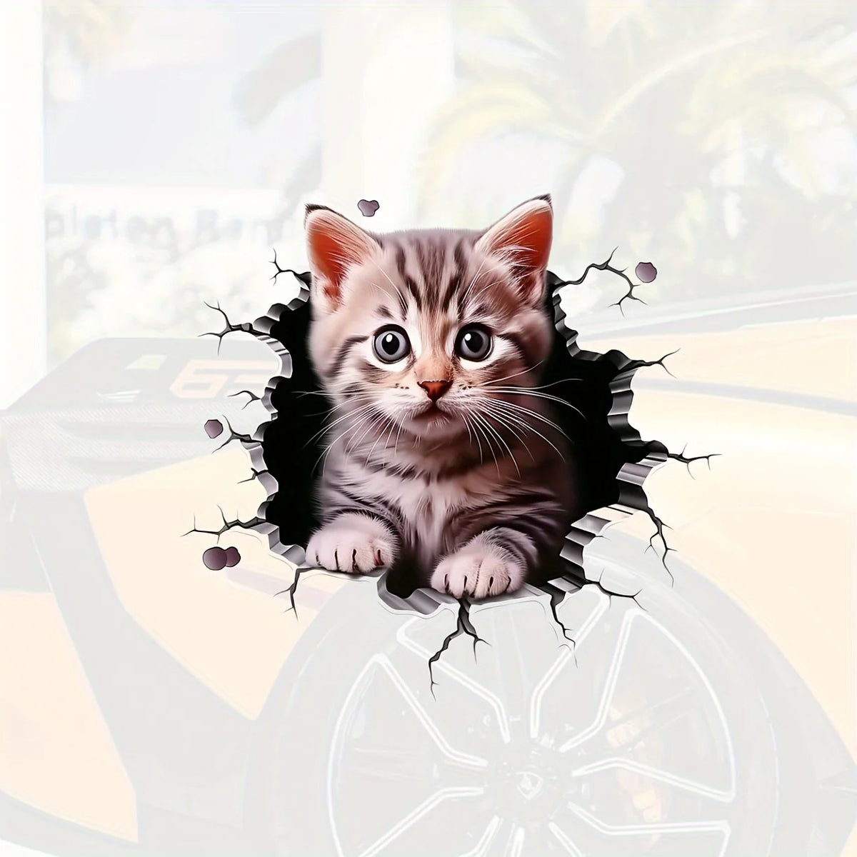 For Window Bumper Cute Durable 3D Cat Pattern Sticker Body