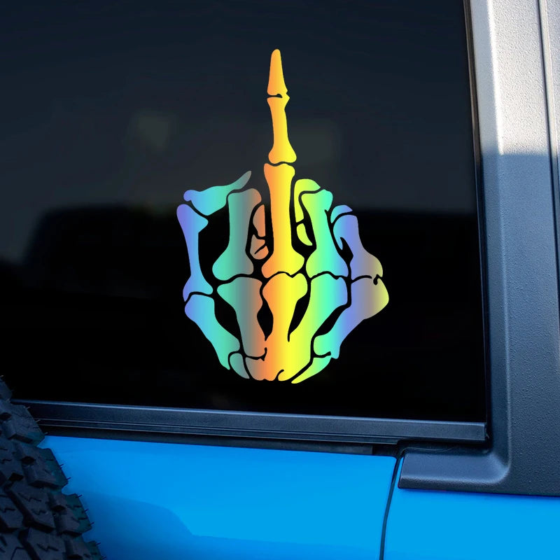 For Bumper Rear Window Skull Skeleton Bone Middle Finger