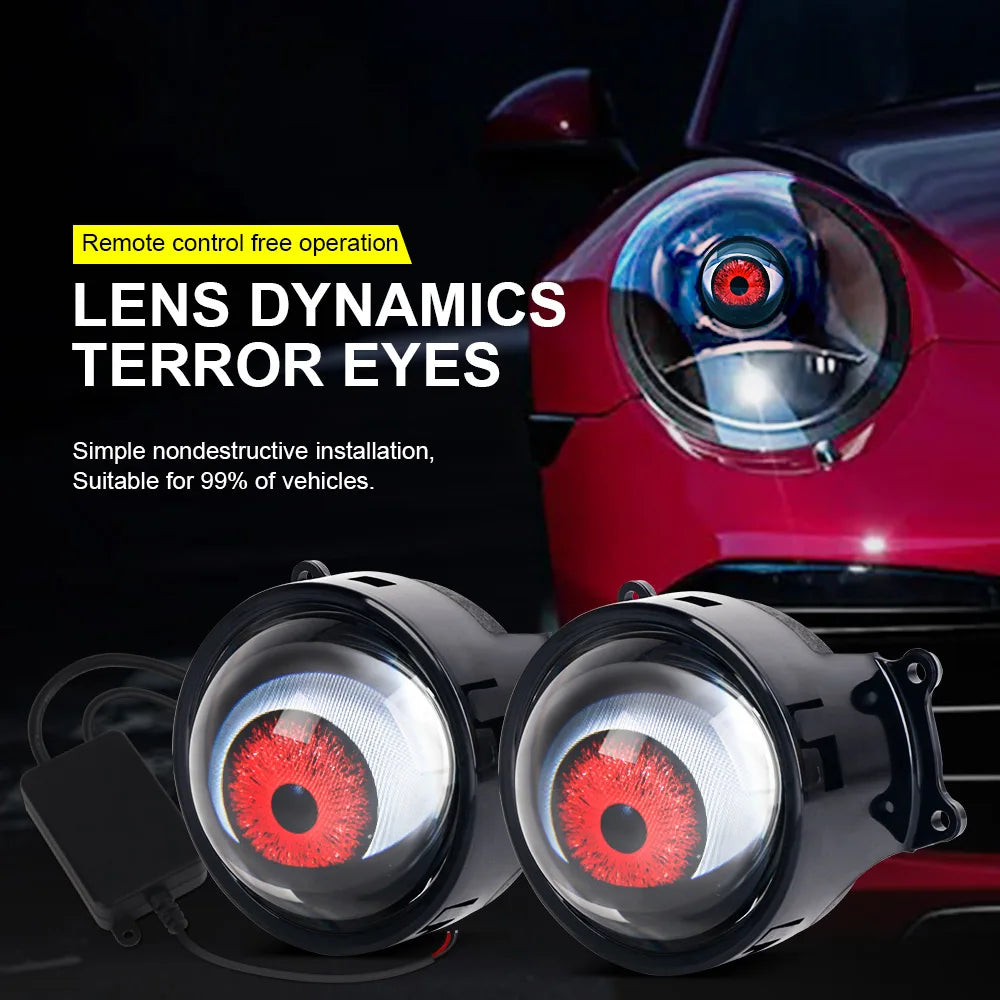 Cool Decoration Dynamic LED Car Headlights Devil Eye LED Car Light Headlight Assembly Modified Eagle Eye Light Cars Acce