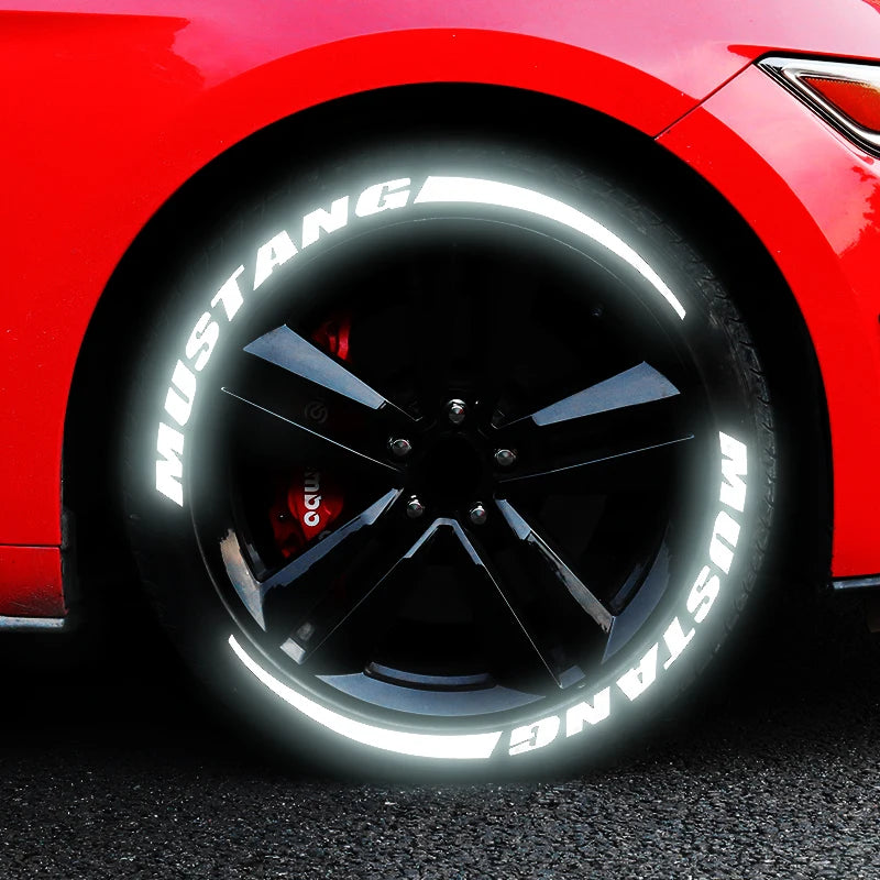 For Tyre Racing Reflective Mustang Tire Lettering Sticker Gray