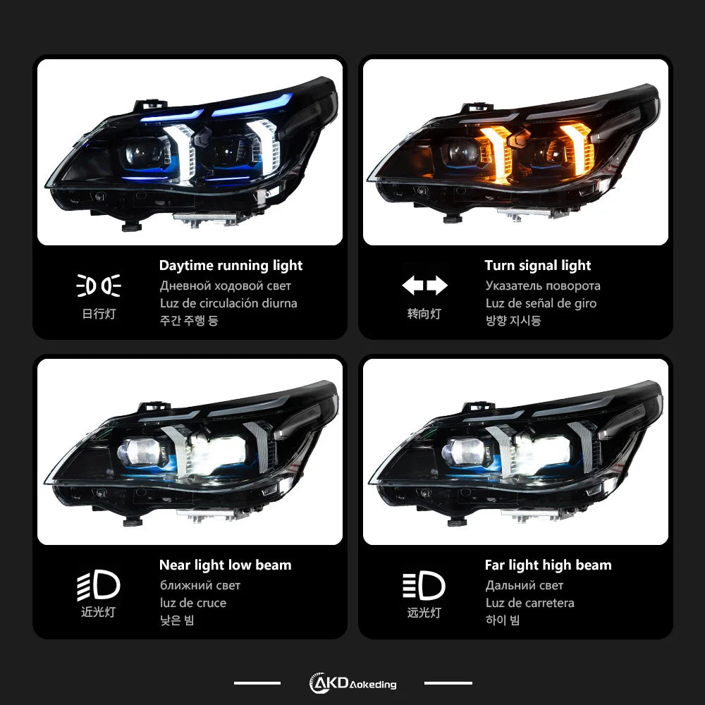 For BMW E60 Headlight Projector Lens Akd Head 2003-2009 523I