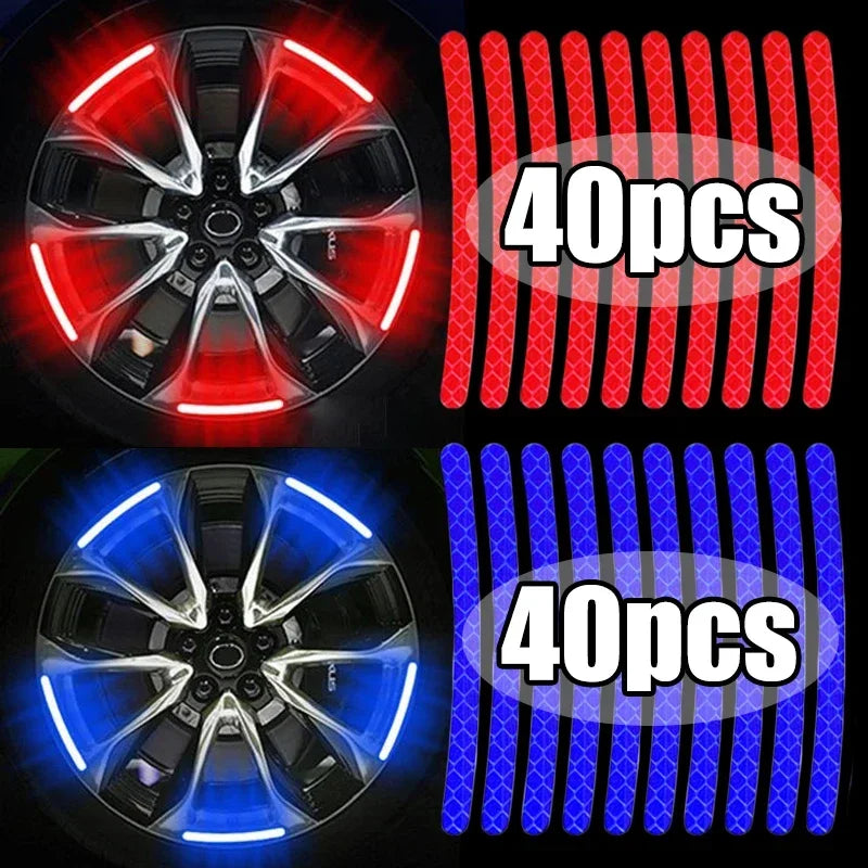 20PCS Wheel Tire Hub Reflective Strips Motor Tyre Night