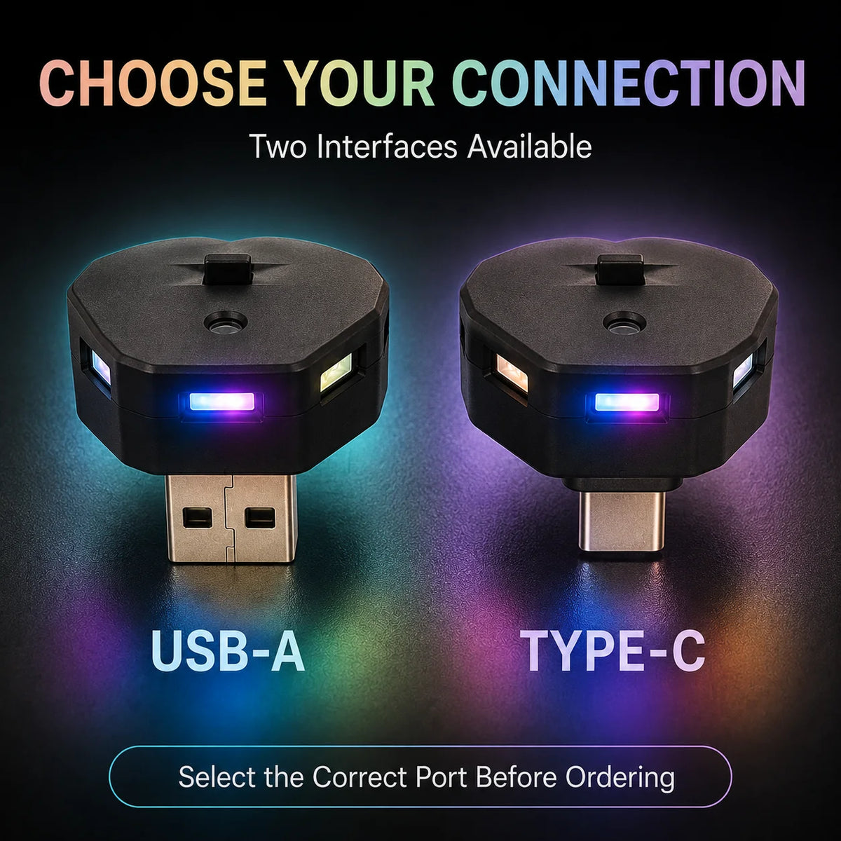 MINI type-c USB Atmosphere Ambient Night Neon Interior Emergency