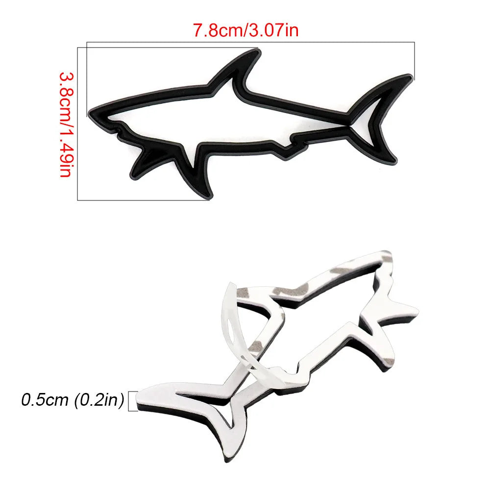 For Vehicle Shark Metal Bumper Sticker Creative Personality Body