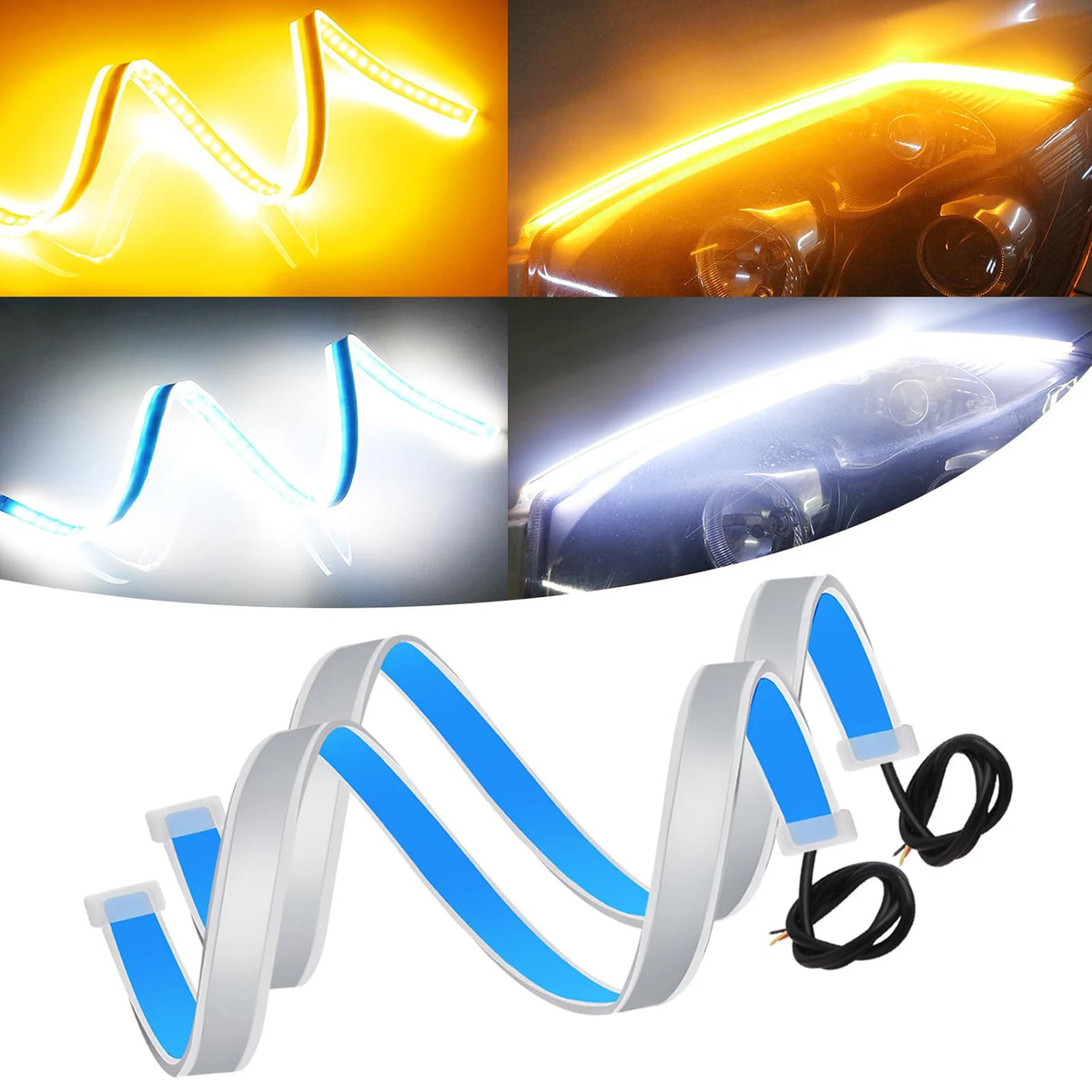 2PCS Start Scan Drl Daytime Running Flexible Headlights White