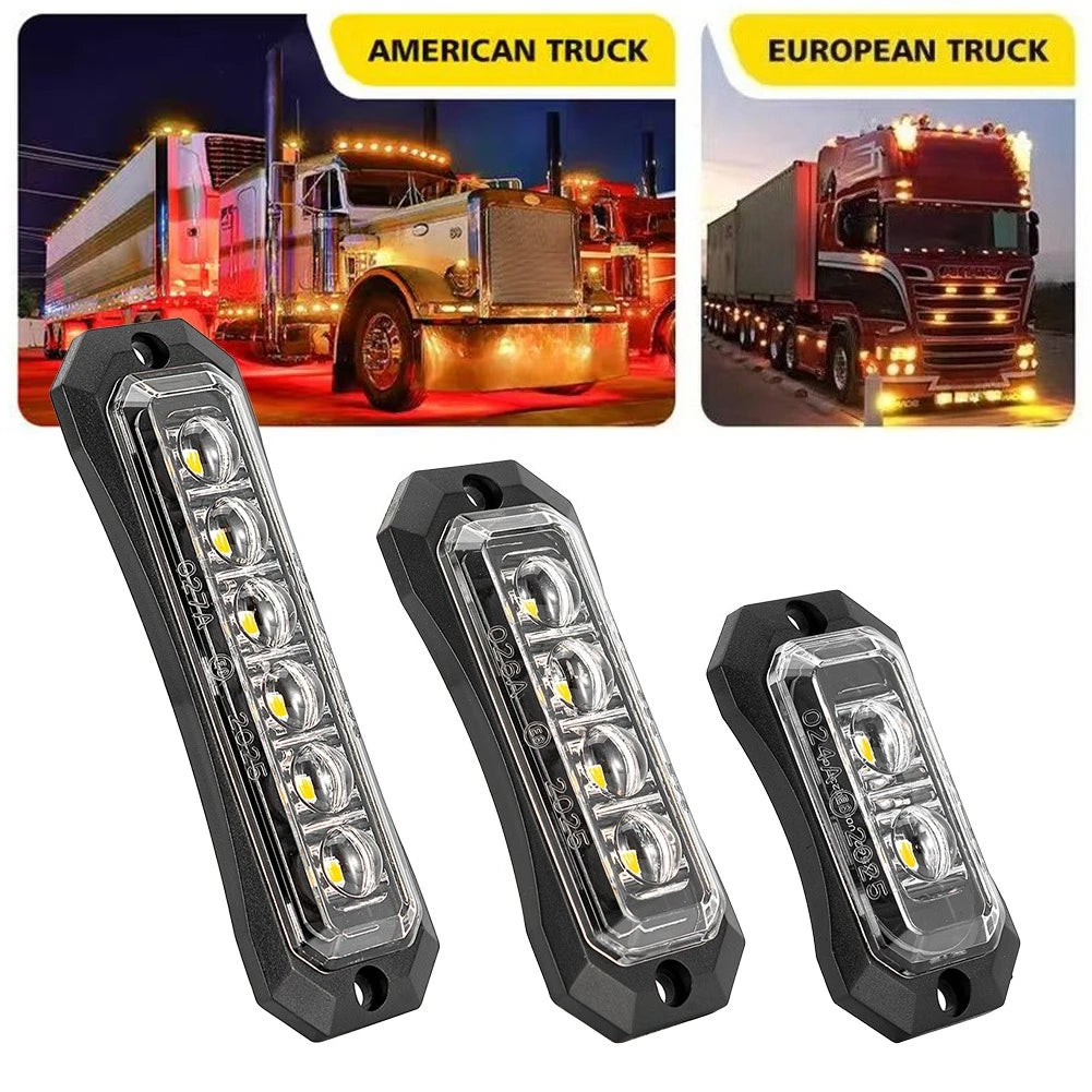 6LED 12-24v Truck Side Marker Strobe Flash Warning Waterproof