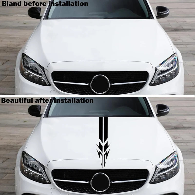1PCS Hood Stripe Sticker Racing Body Pvc Exterior