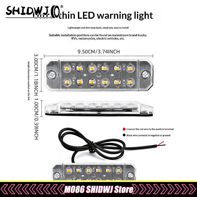 12-35v Truck Side Marker Double Row 12 Smd Strobe