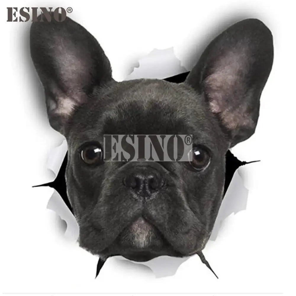 Funny Vivid Cracked Lovely Black French Bulldog Creative Adhesive