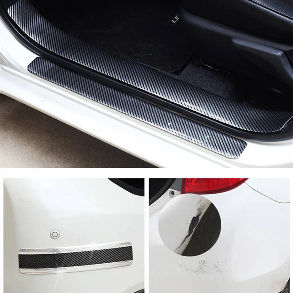 Stickers Anti Scratch Door Sill Protector Rubber Strip Carbon