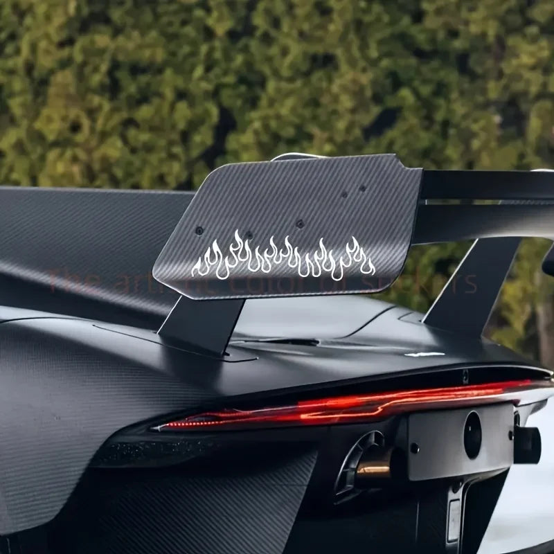 2PCS Set White Flame Waterproof Vinyl Stickers Taillight Body