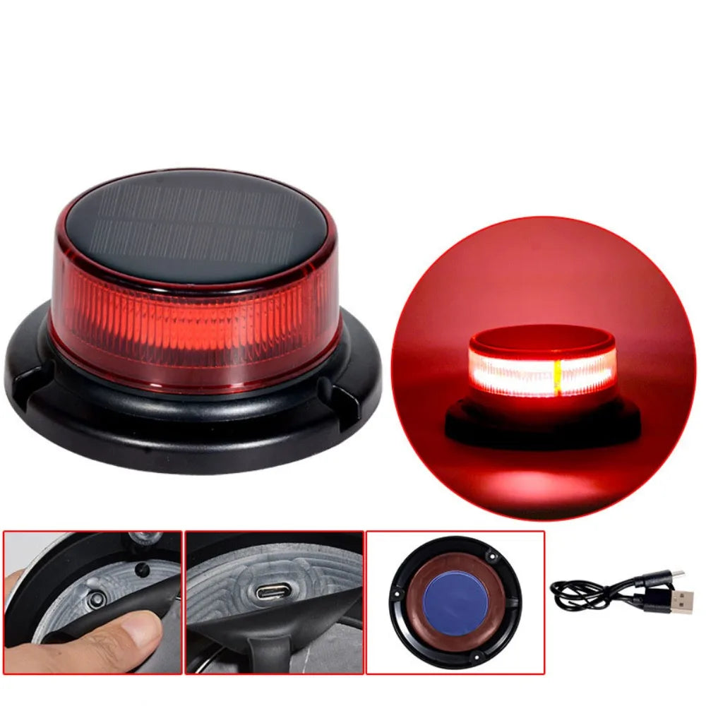Waterproof Solar Powered Rotating Strobe Portable Design Durable