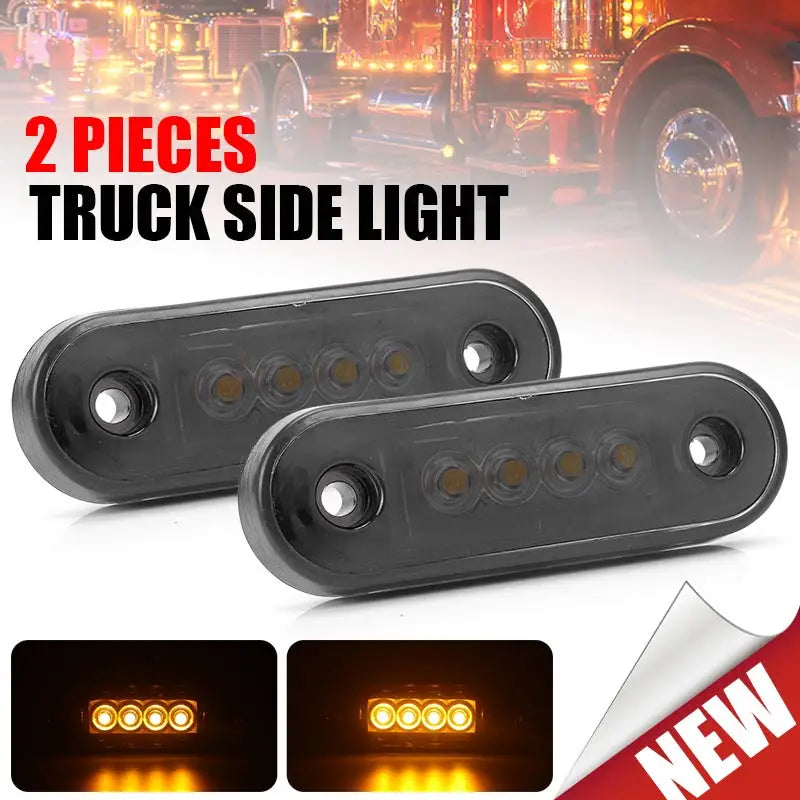 Marker Amber 4LED Side Waterproof Smoke 12v-24v Trailer Buses