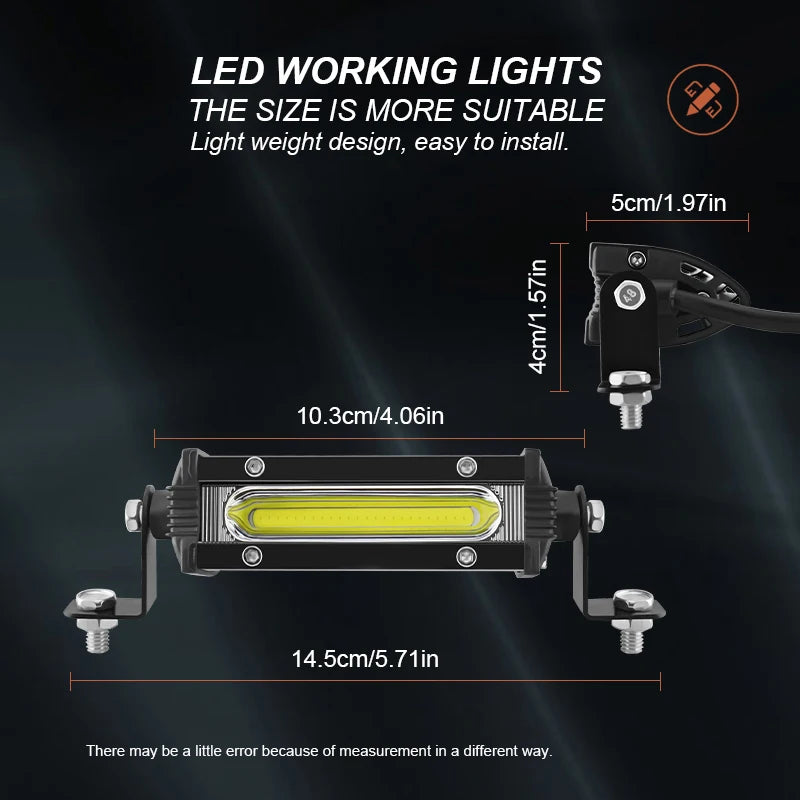 For 4X4 Offroad Light Bar Single Row White Spot 3inch 9W Work