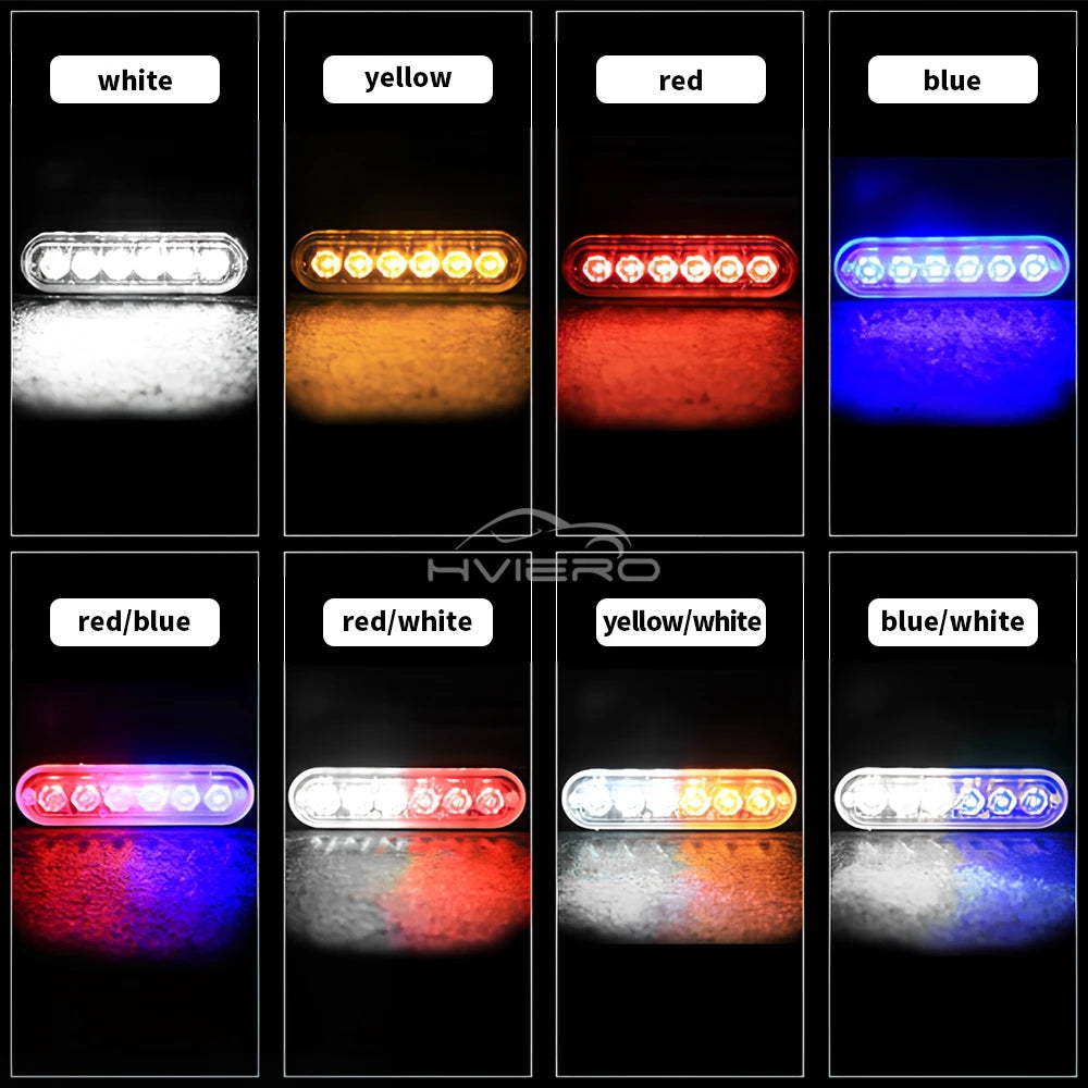 12v-24v 6leds Warning Strobe Grille Flashing Lightbar Beacon