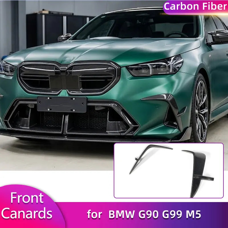 For BMW G90 G99 M5 2025 Full Carbon Fiber Front Bumper Canards