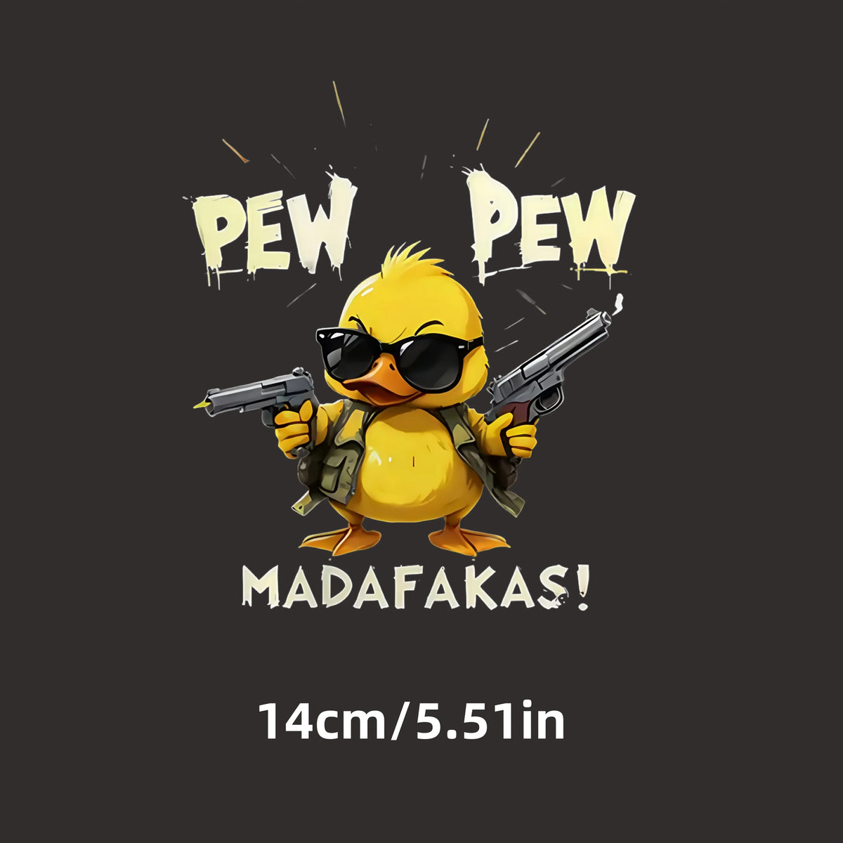 1PC Fully Armed Duck Sticker Pew Funny Cartoon Matte