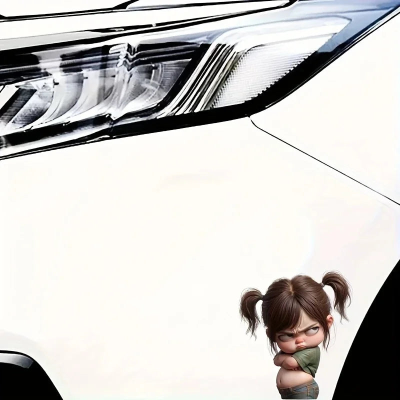 13x15cm Angry Girl Sticker self-adhesive Vinyl Decal Scratch