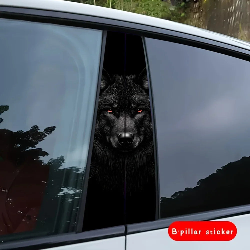 2-piece Strong Wolf Face Vinyl Decal Disposable Exterior Trim