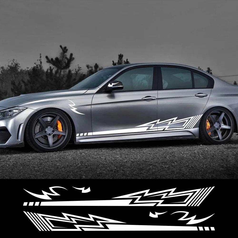 6PCS Body Side Stickers Lightning Graphics Long Stripes Vinyl