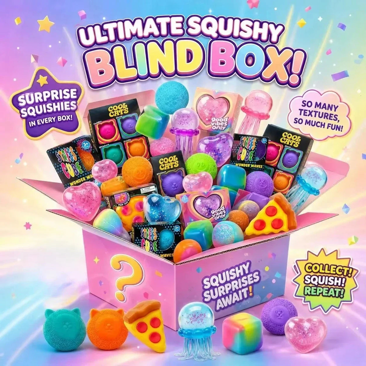 For Gifts!! 100+pcs Needoh Assorted Mixed Squish Fidget Mystery