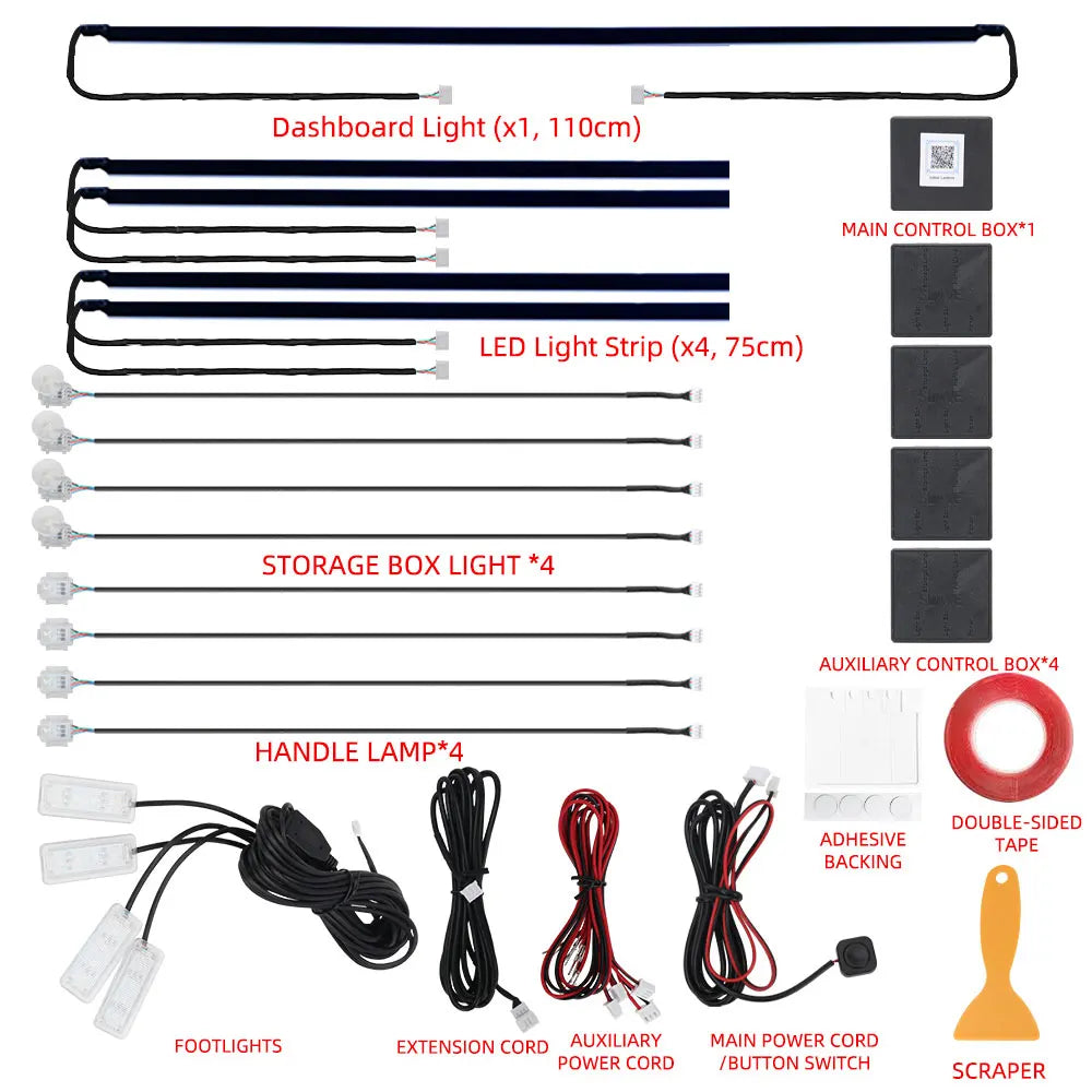 In Interior Acrylic Guide Fiber Strip Backlight Ambient Rbg