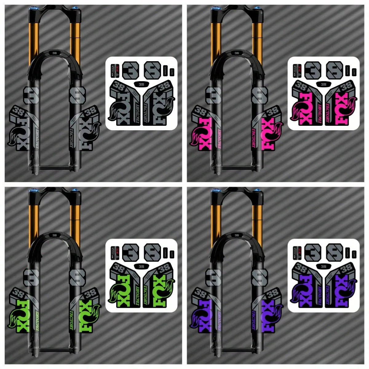 F38 Mountain Bike Fork Sticker Set 8PCS Front Vinyl