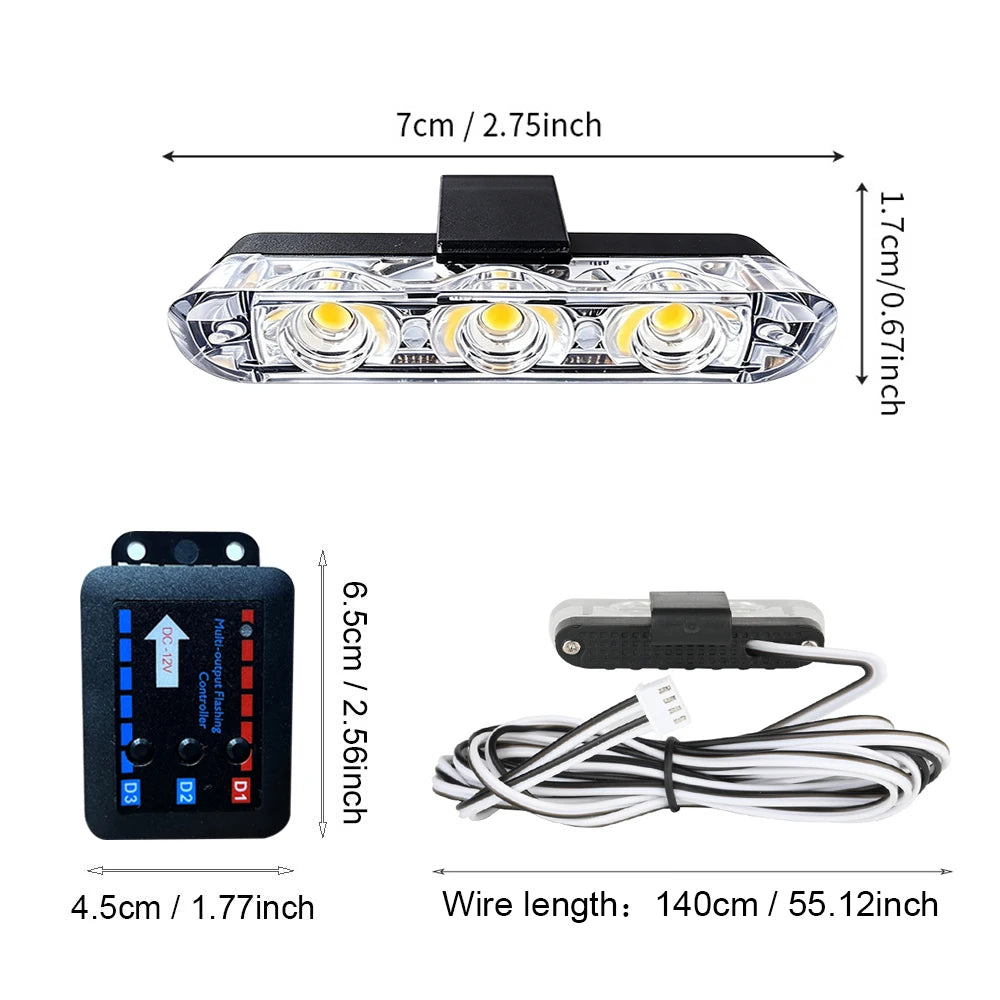 Amber Grille Strobe Grid Emergency Flash Beacon White Daytime