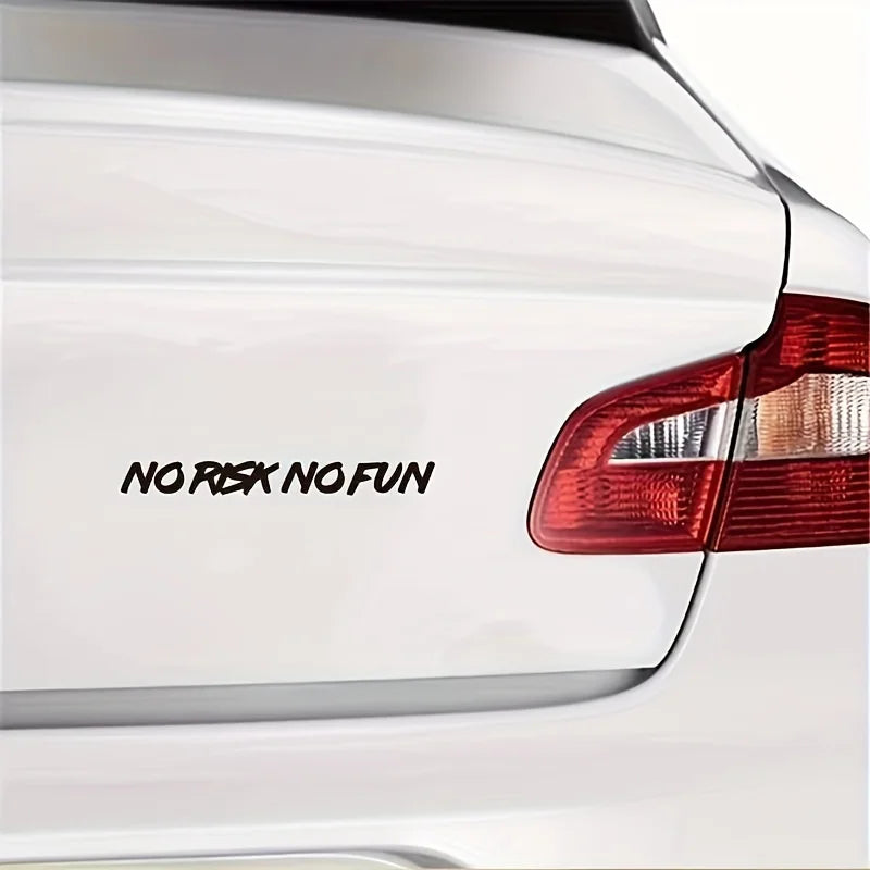 22CM 2.4cm No Risk Fun Sticker Decal Black White