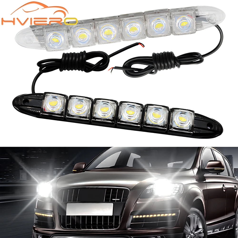 2X Day Drl Daytime Running Flexible 6LED Parking White