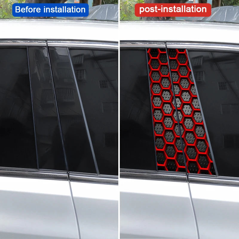 2PCS Honeycomb Image Decal b-pillar Sticker Vinyl Waterproof Door